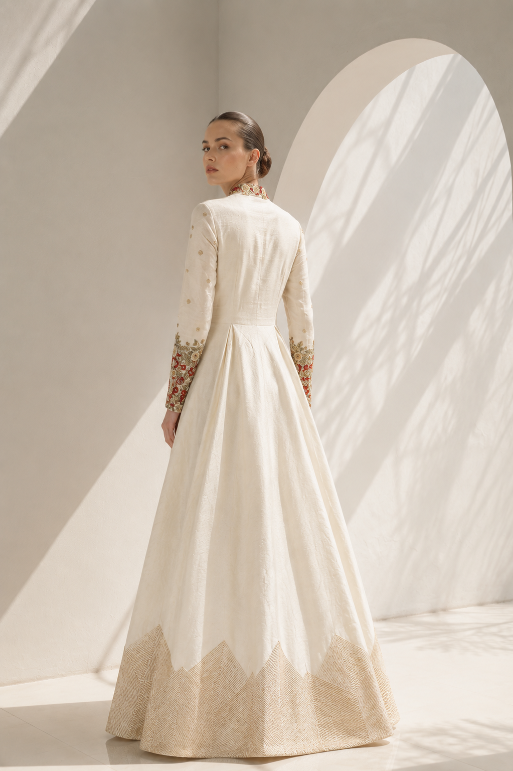 Front-Opening Embroidered Gown