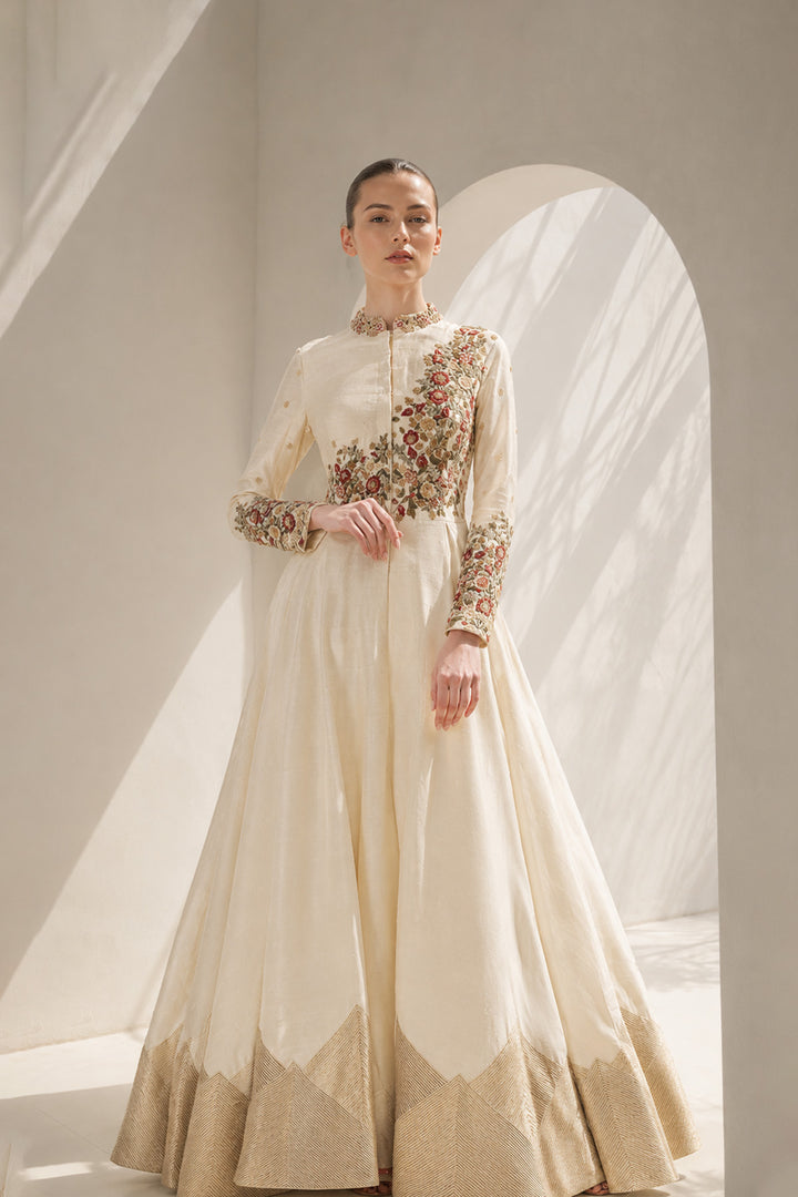 Front-Opening Embroidered Gown