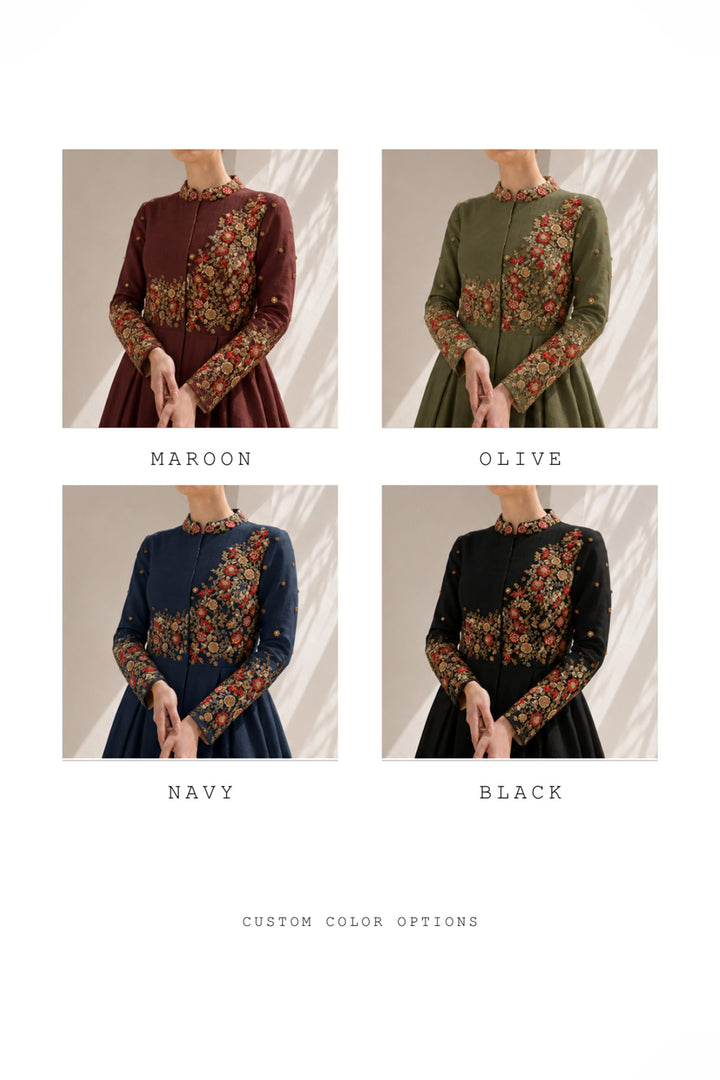 Front-Opening Embroidered Gown