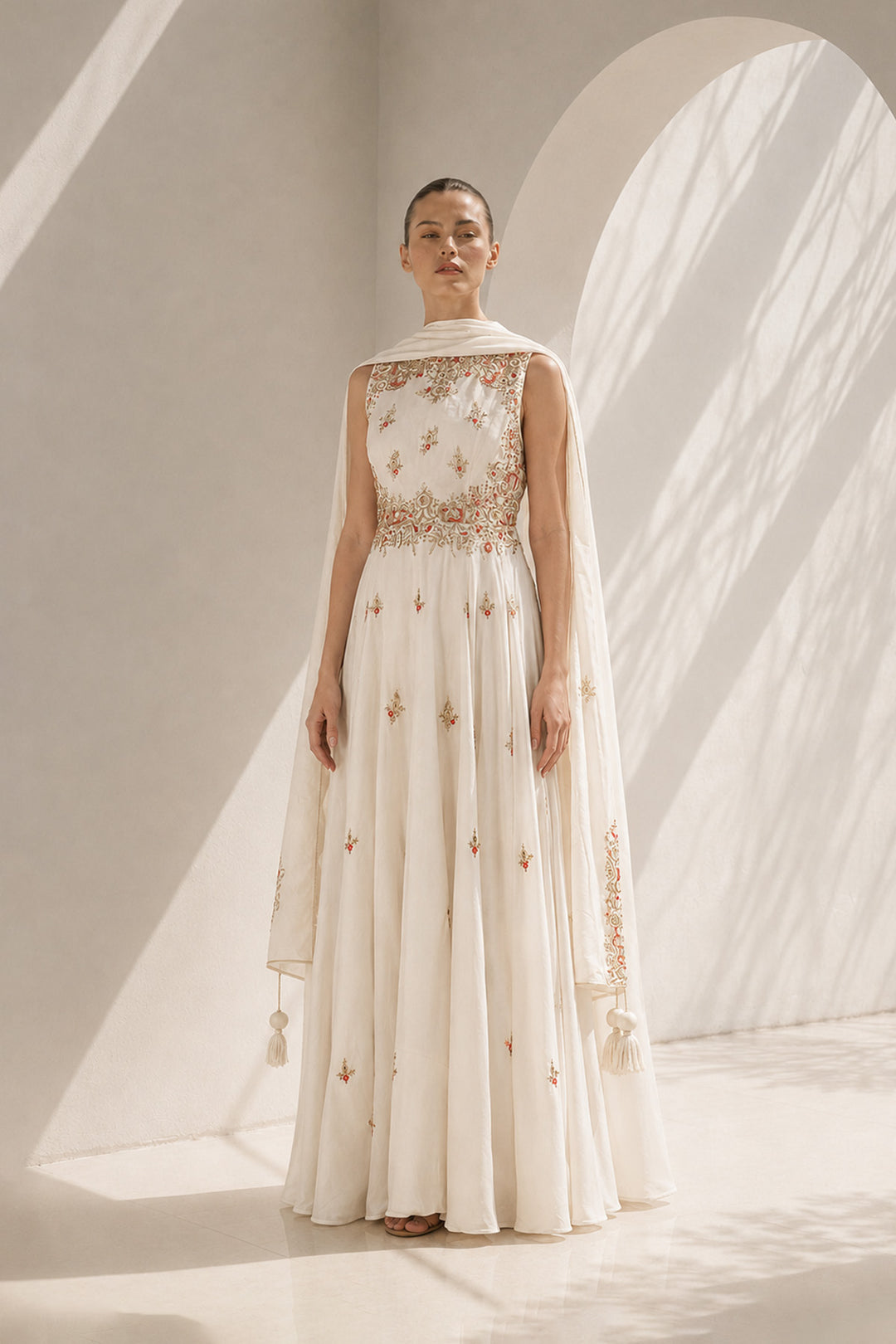 Floral Motifs Embroidered Anarkali