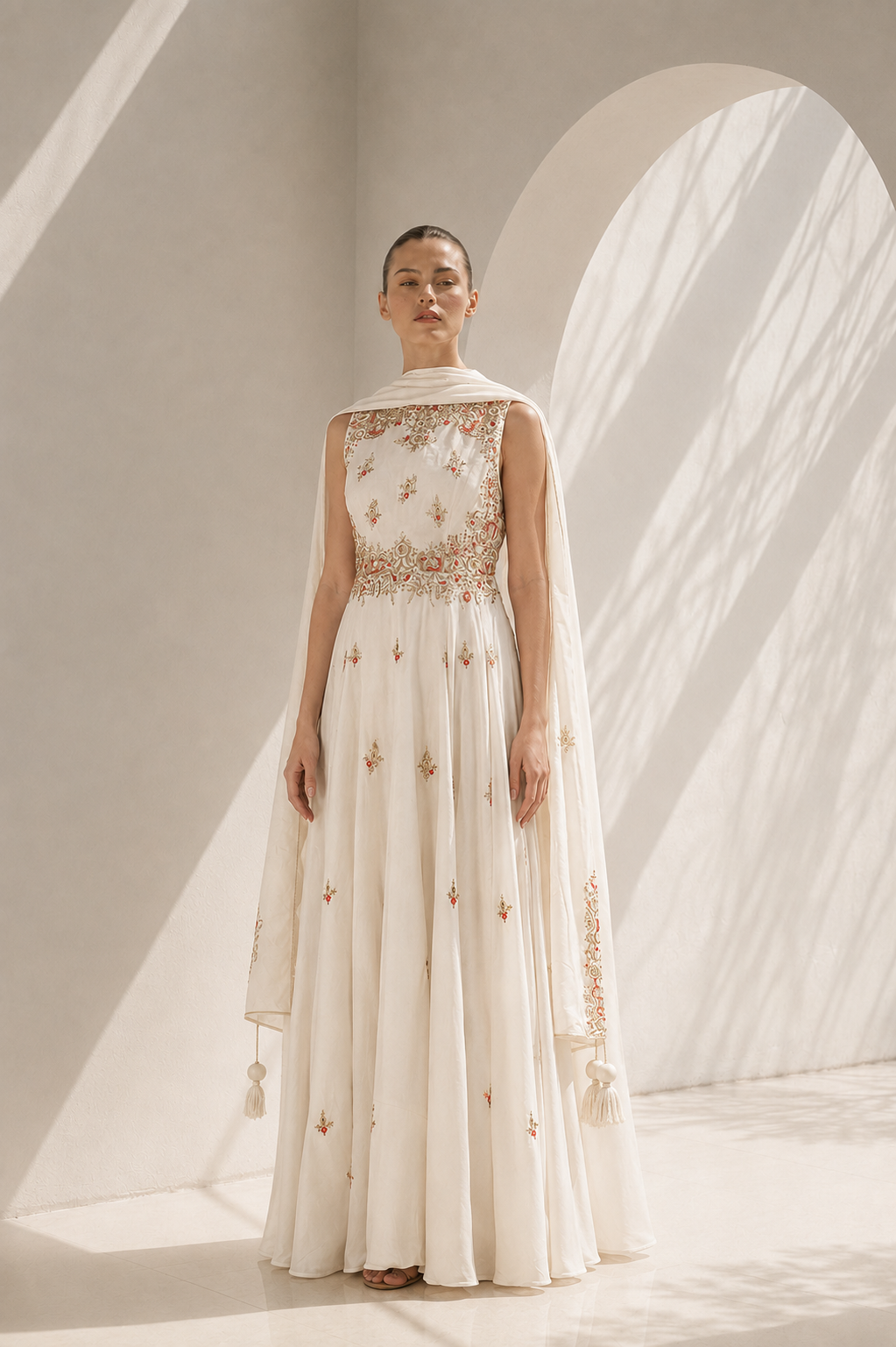 Floral Motifs Embroidered anarkali