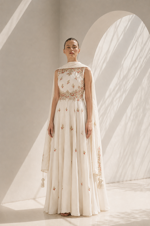 Floral Motifs Embroidered anarkali