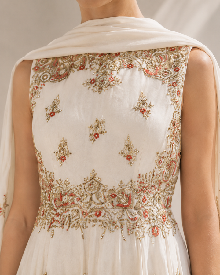 Floral Motifs Embroidered Anarkali