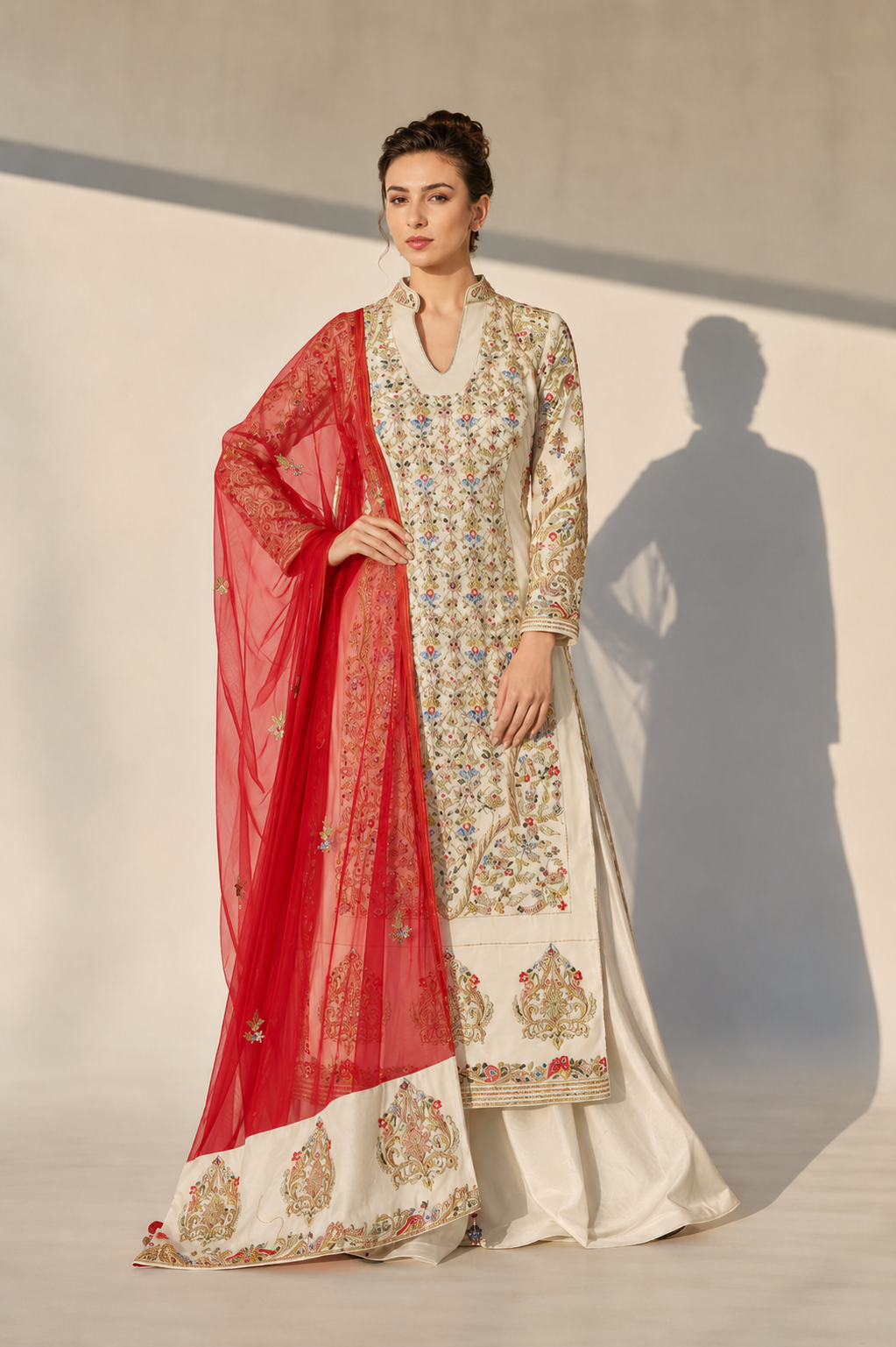 Velvet Embroidered Kurta & Lehenga set