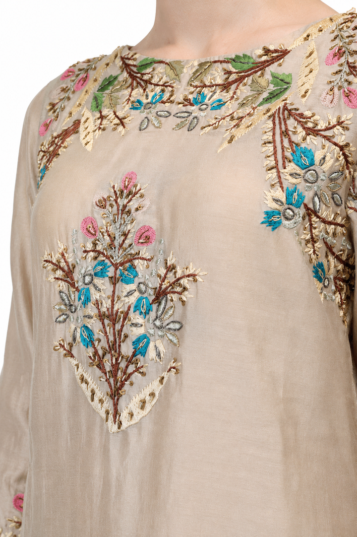 Cotton Silk Embroidered Kurta