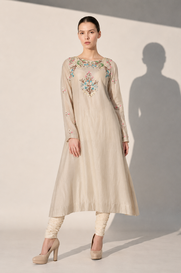 Cotton Silk Embroidered Kurta