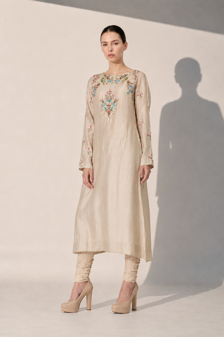Cotton Silk Embroidered Kurta