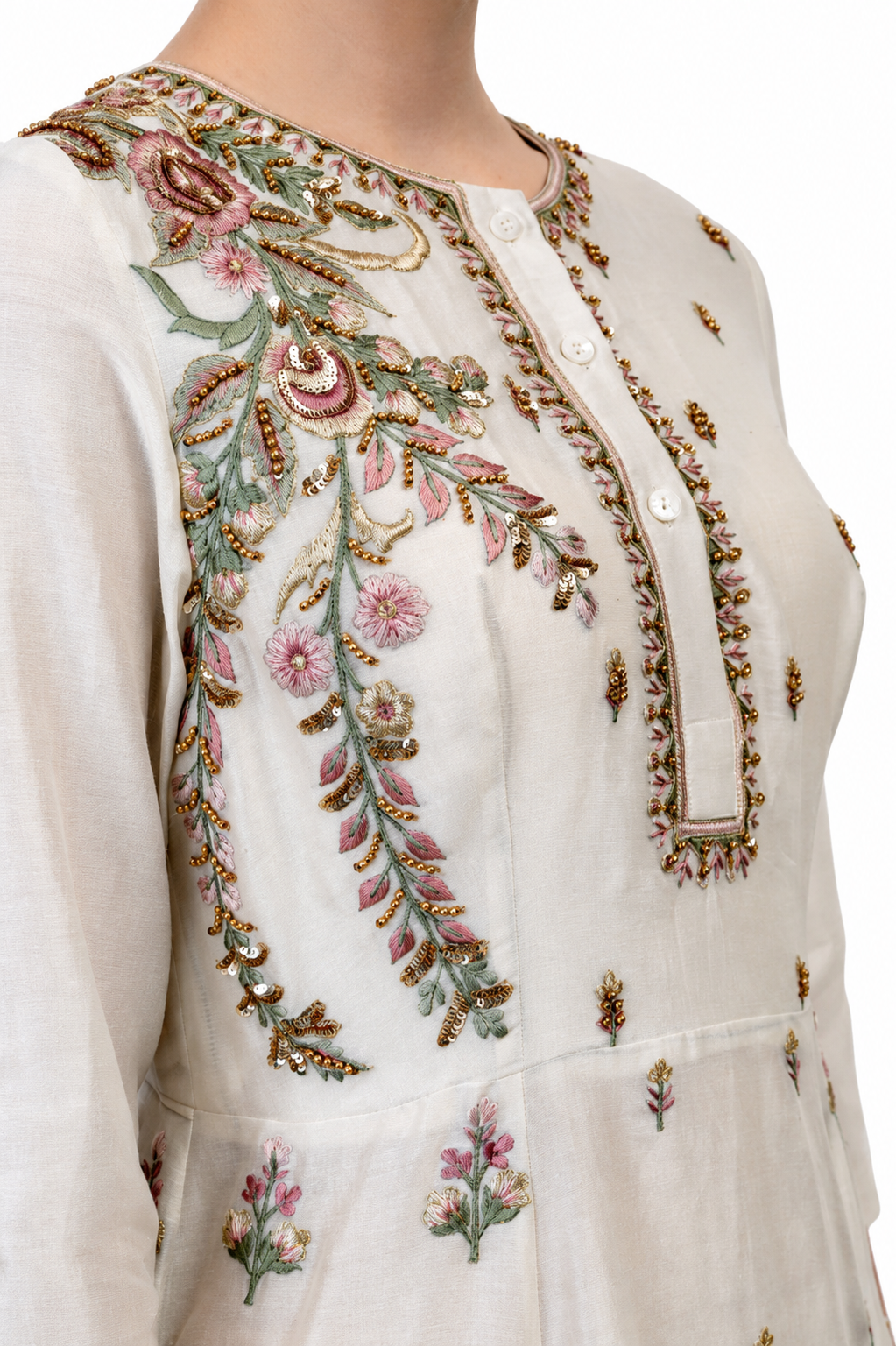 Paneled Embroidered Kurta