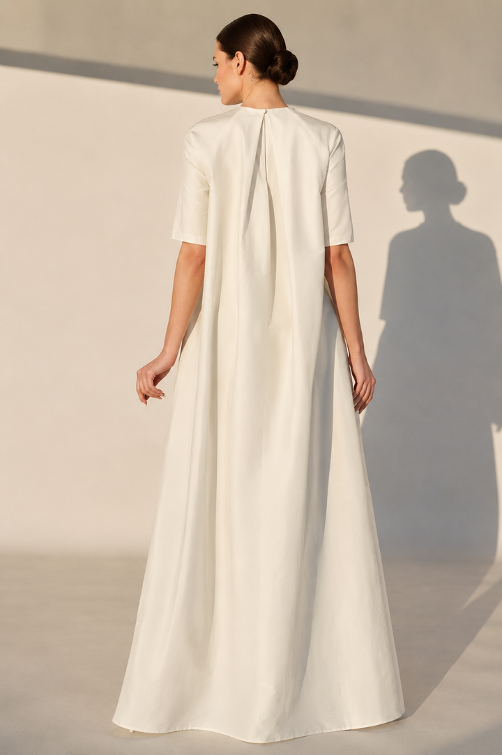 Ivory Cotton Silk Kurta With Embroidered