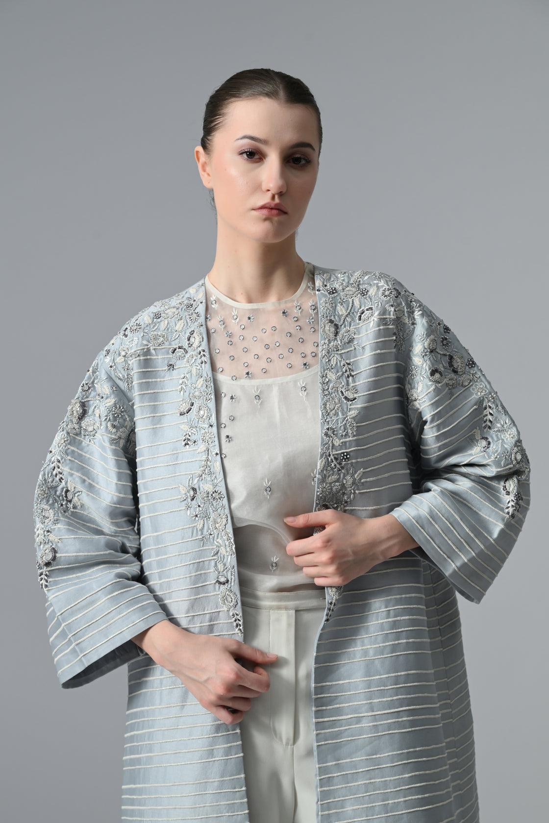 Embroidered Top, Pants & Jacket