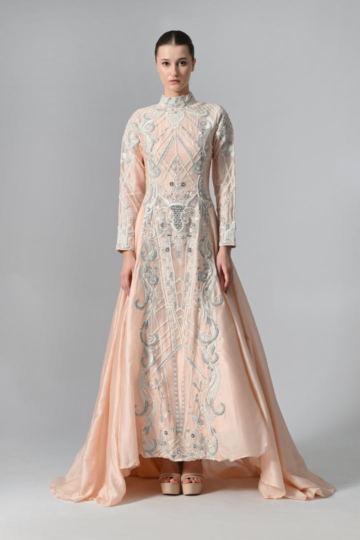 Fit &amp; Flare Trail Gown