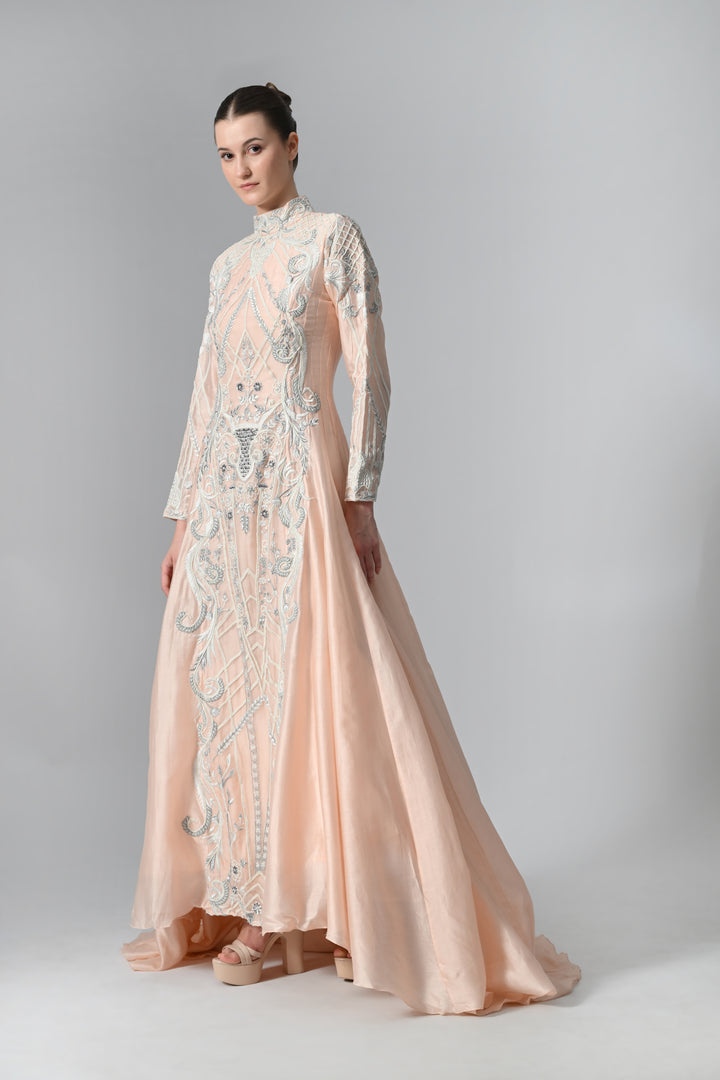 Fit &amp; Flare Trail Gown