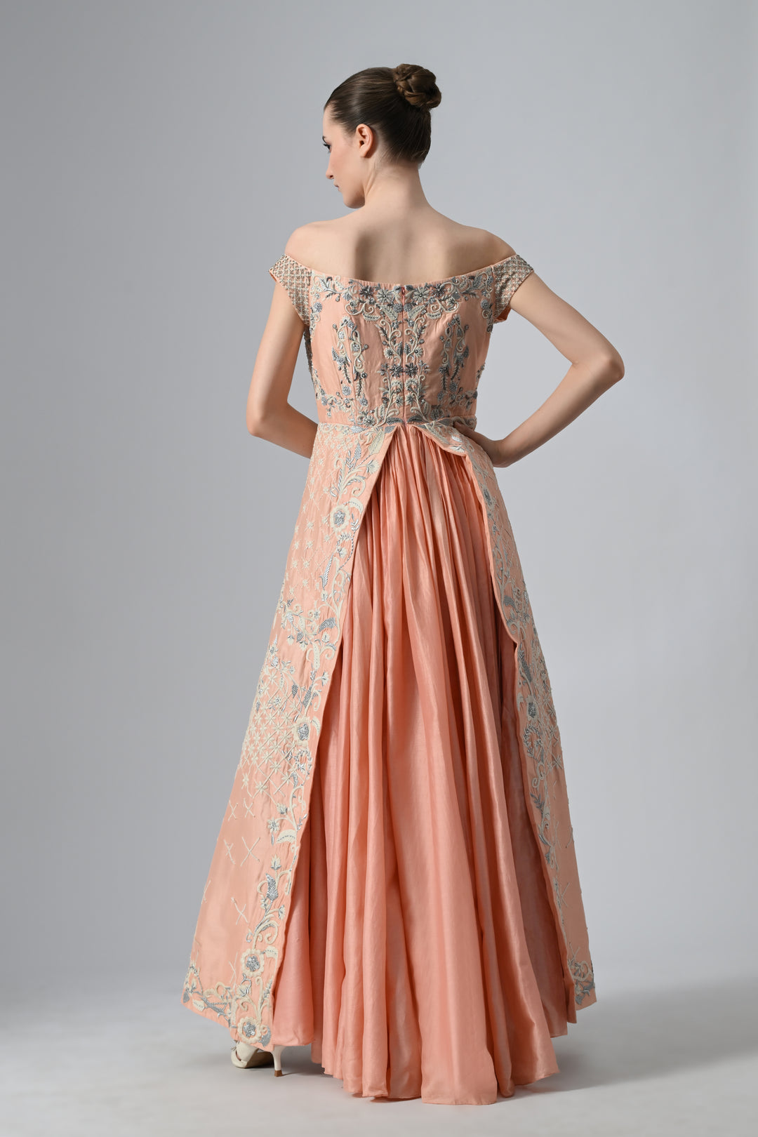 Off-Shoulder Trail Gown