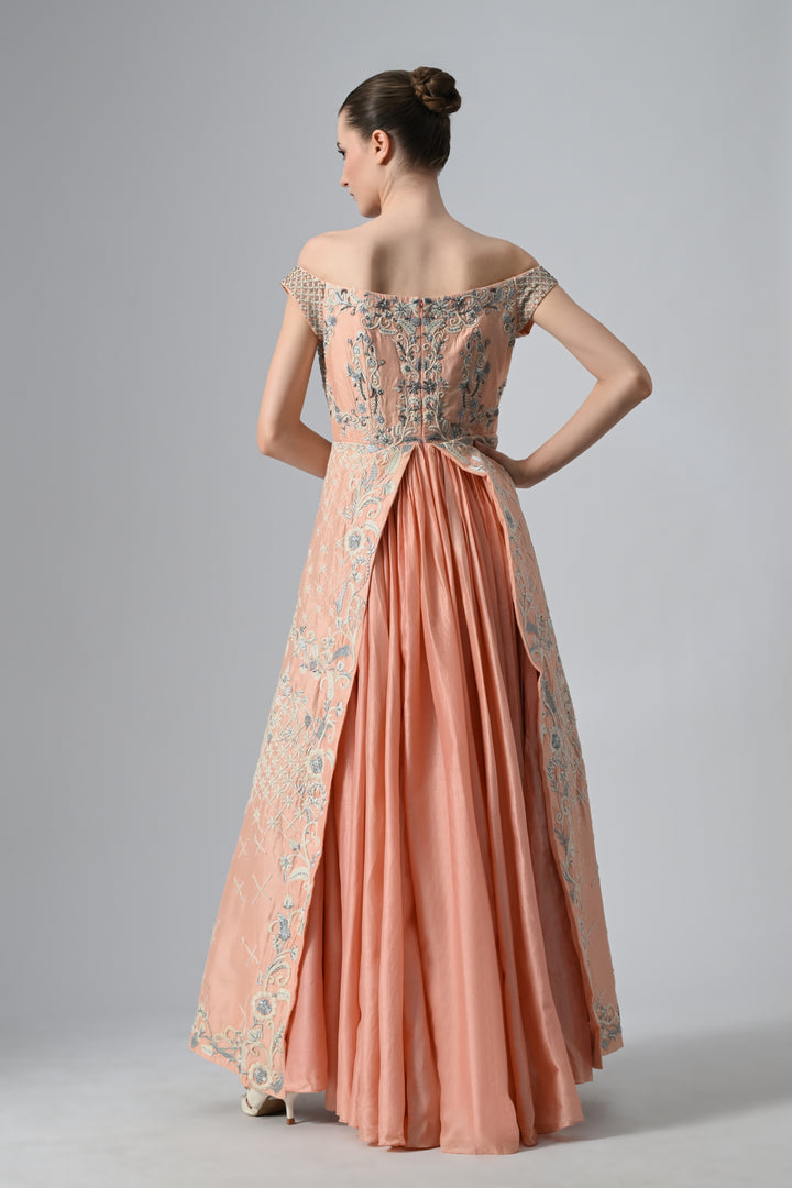 Off-Shoulder Trail Gown