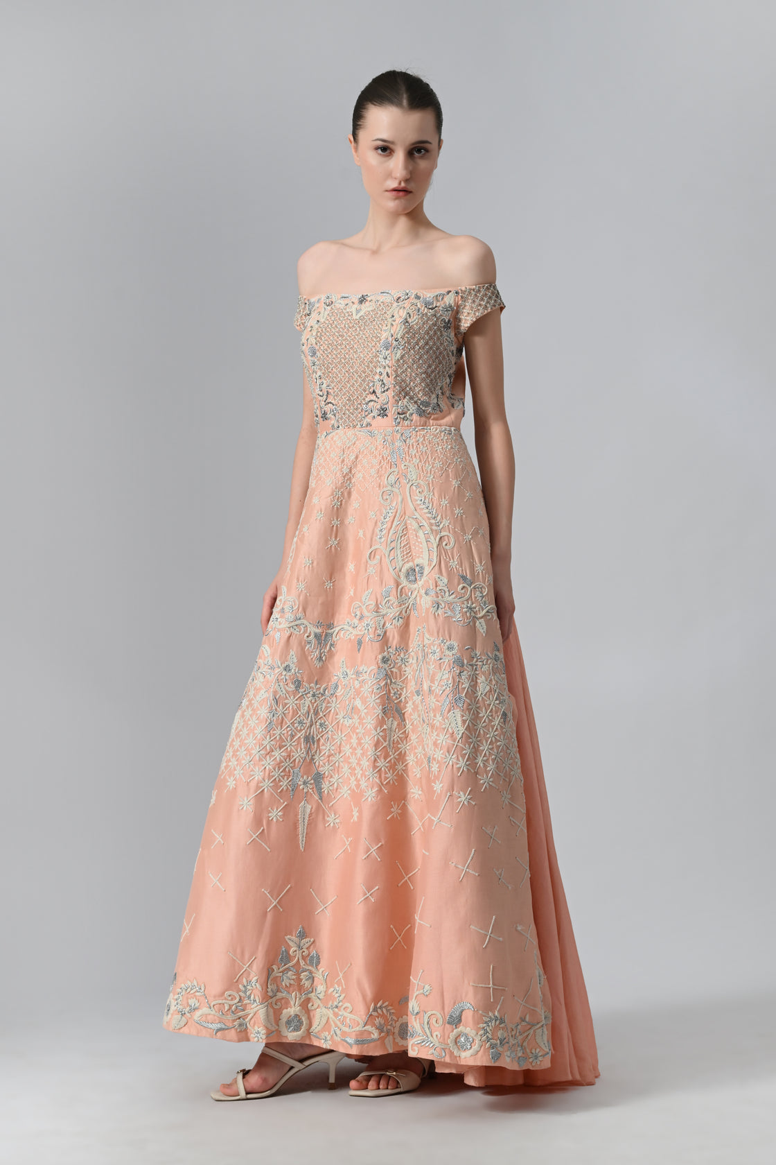 Off-Shoulder Trail Gown