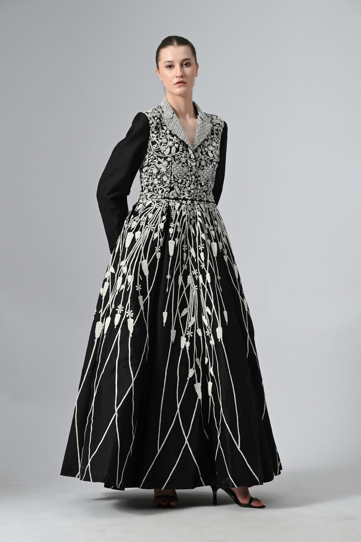Pleated Jacket Gown