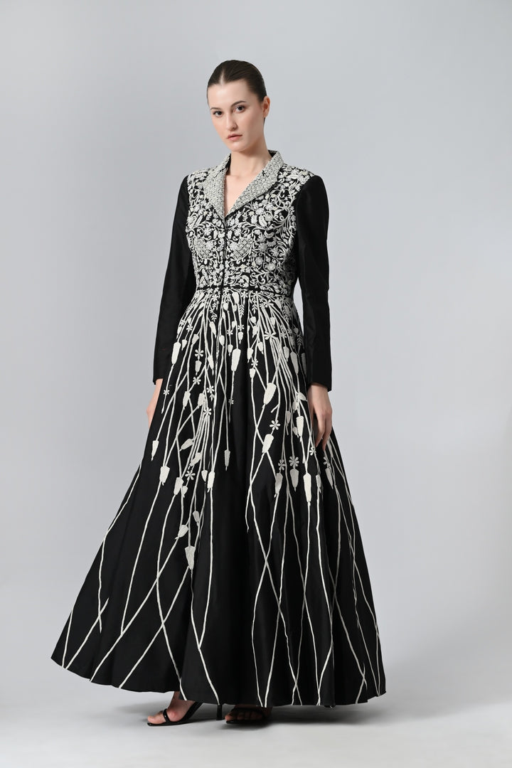 Pleated Jacket Gown