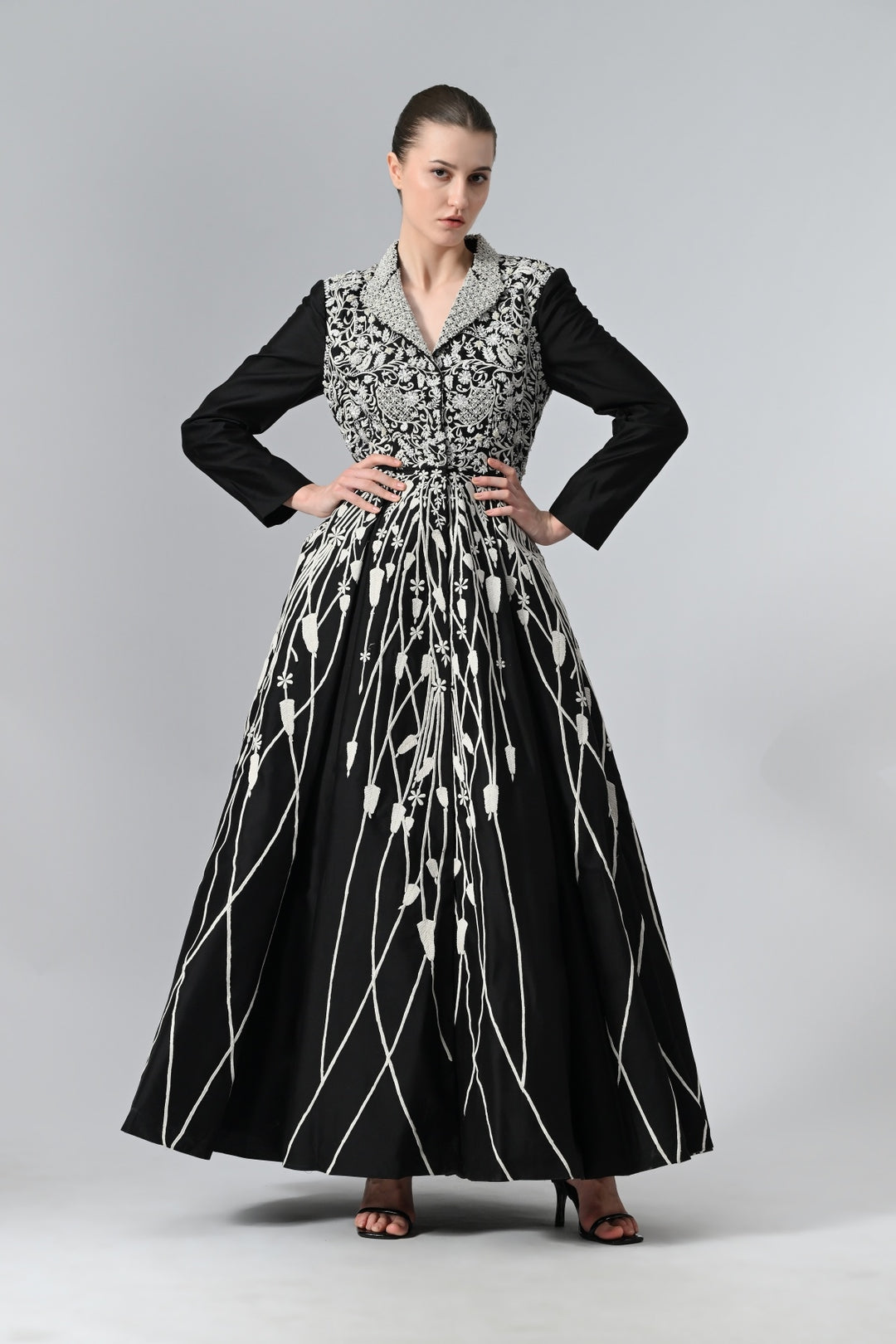 Pleated Jacket Gown