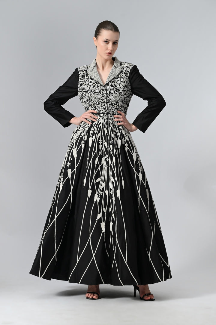 Pleated Jacket Gown