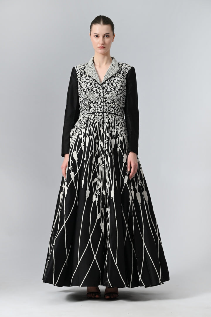 Pleated Jacket Gown