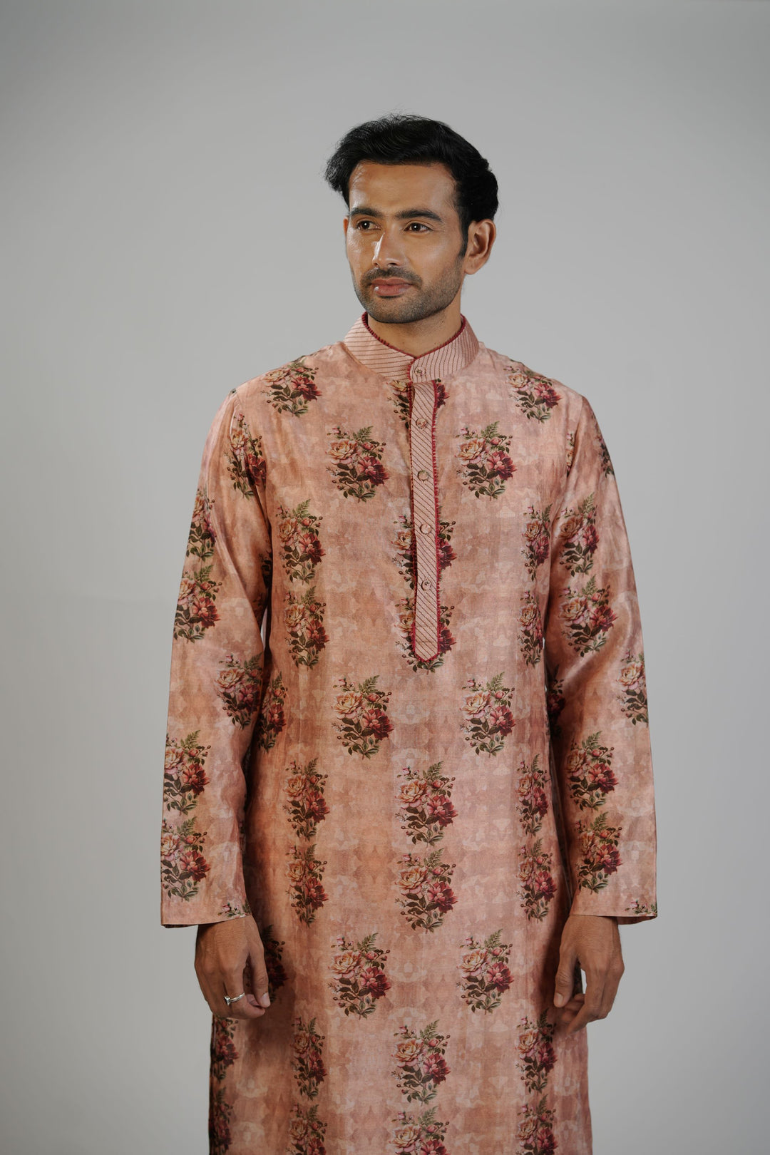 Soft Peach Floral Print Kurta Set