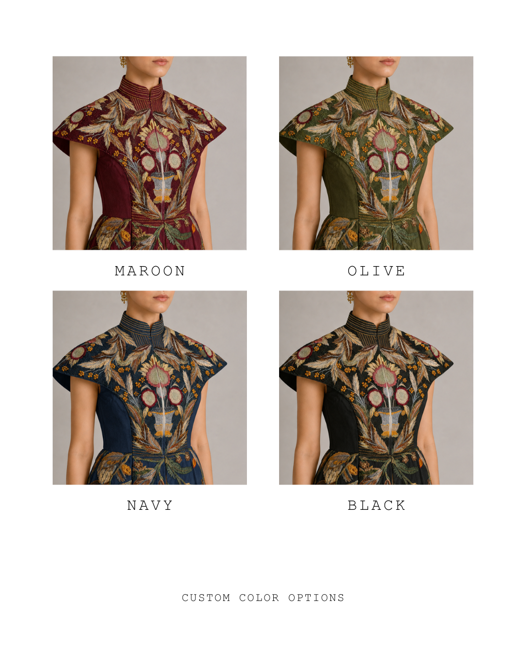 High Mandarin Embroidered Gown