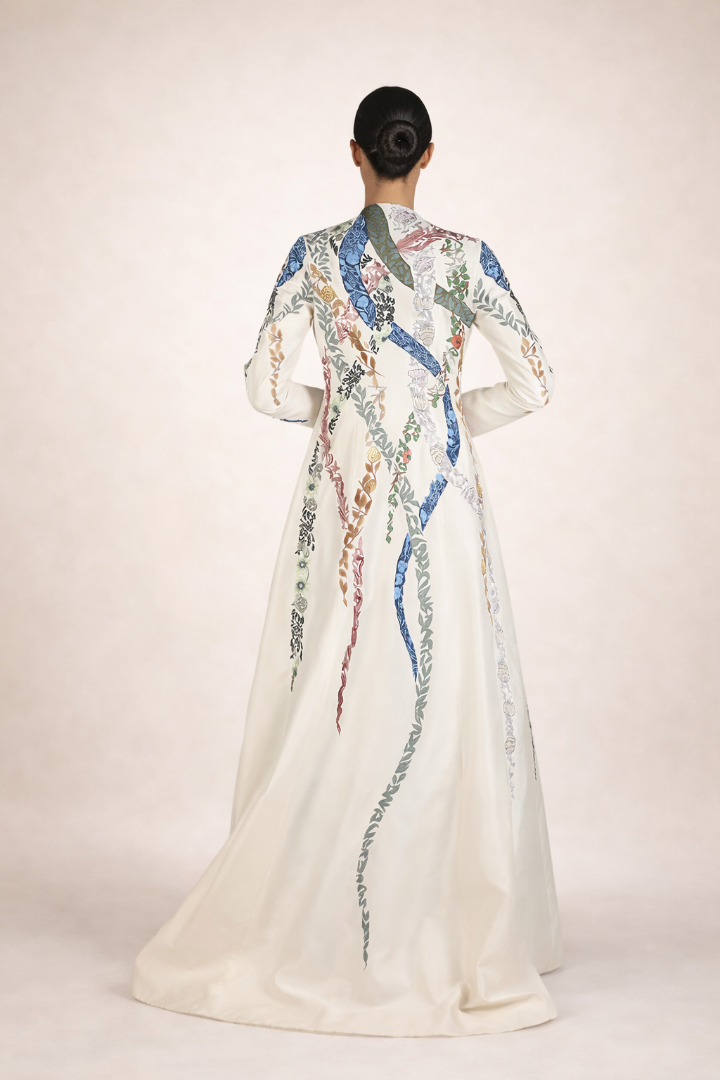 Ombre Cotton Tube Dress Along With Embroidered Cotton Silk Jacket