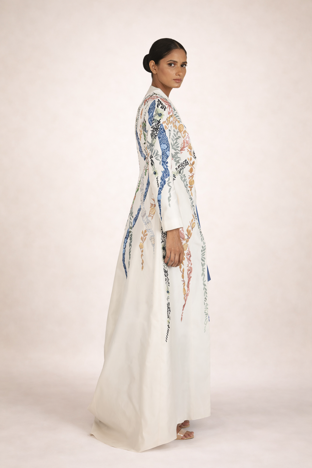 Ombre Cotton Tube Dress Along With Embroidered Cotton Silk Jacket