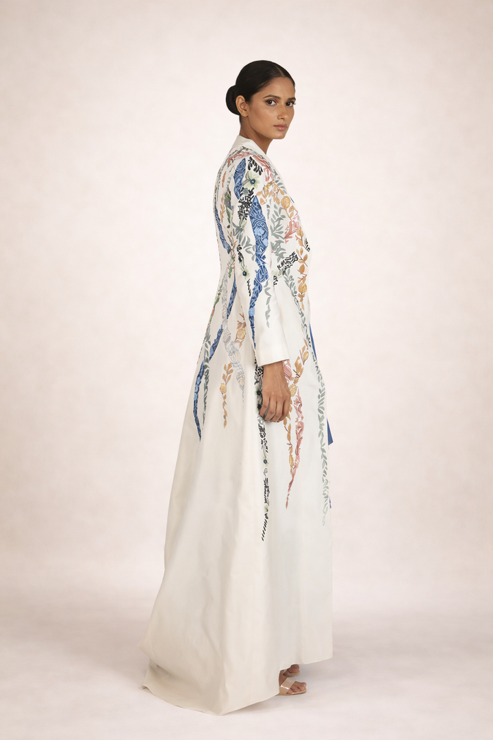 Ombre Cotton Tube Dress Along With Embroidered Cotton Silk Jacket