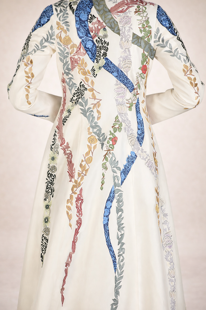 Ombre Cotton Tube Dress Along With Embroidered Cotton Silk Jacket