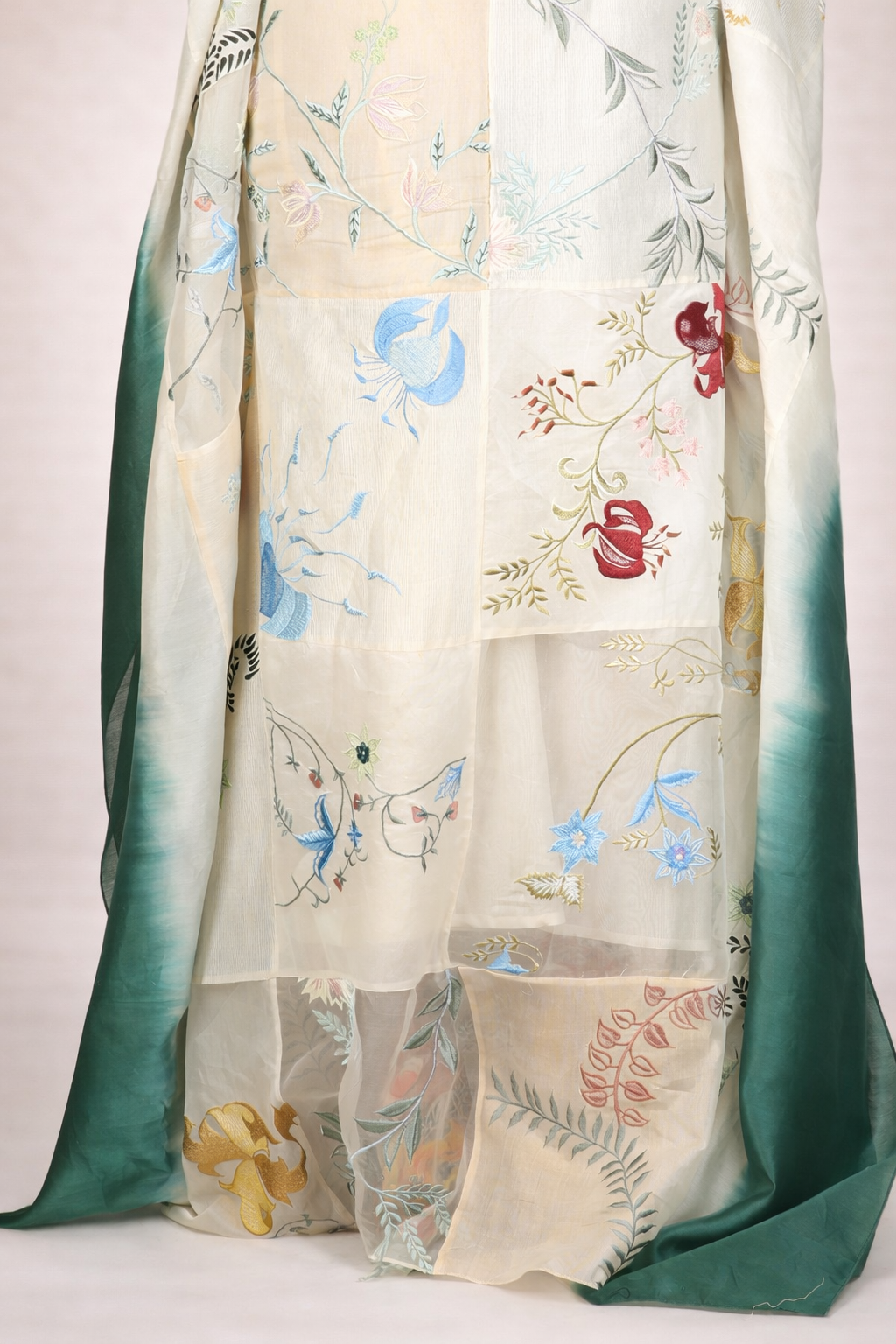 Embroidered Kaftan Dress In Organza