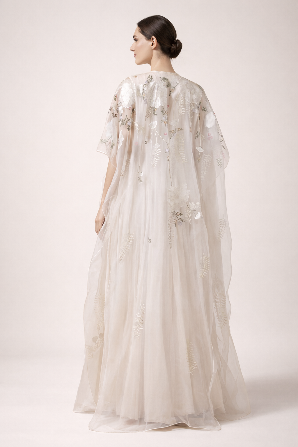 Ivory Kaftan Ensemble Crafted In Organza Silk