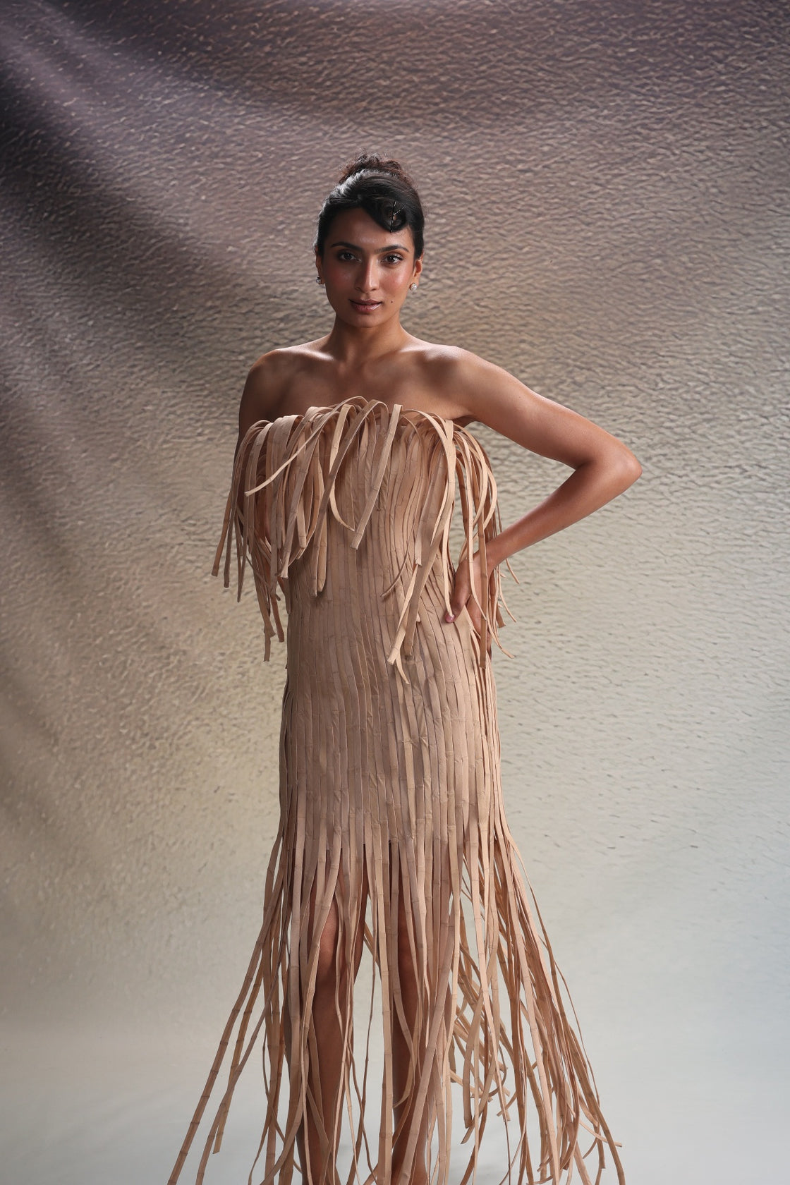 Beige Fringe Dress