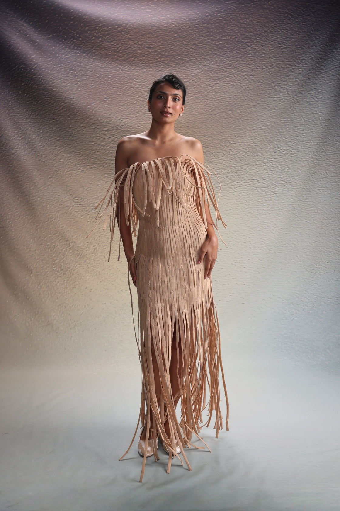 Beige Fringe Dress