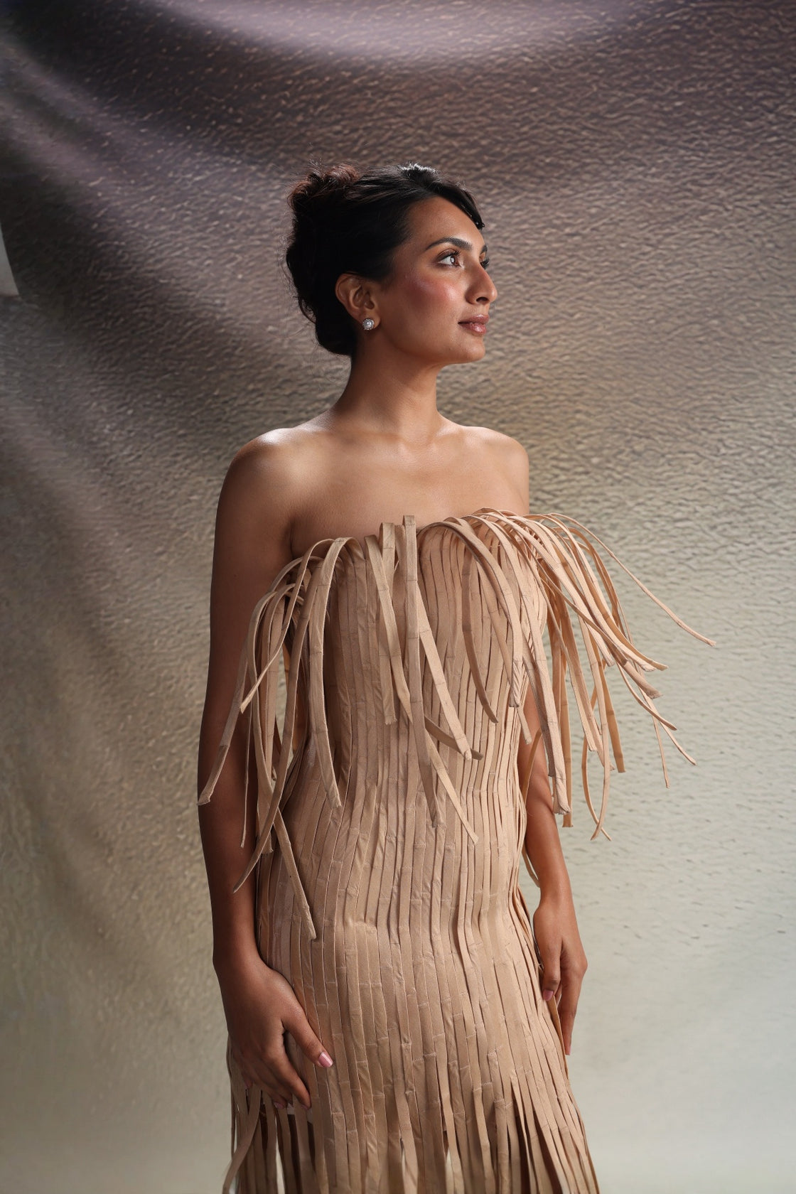 Beige Fringe Dress