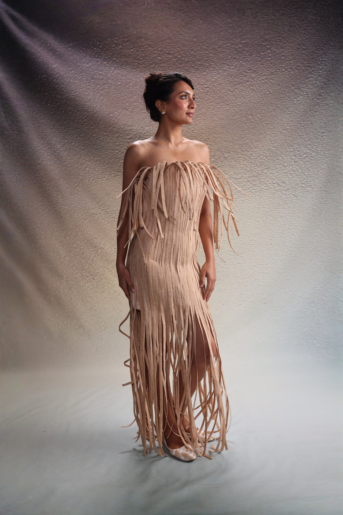 Beige Fringe Dress