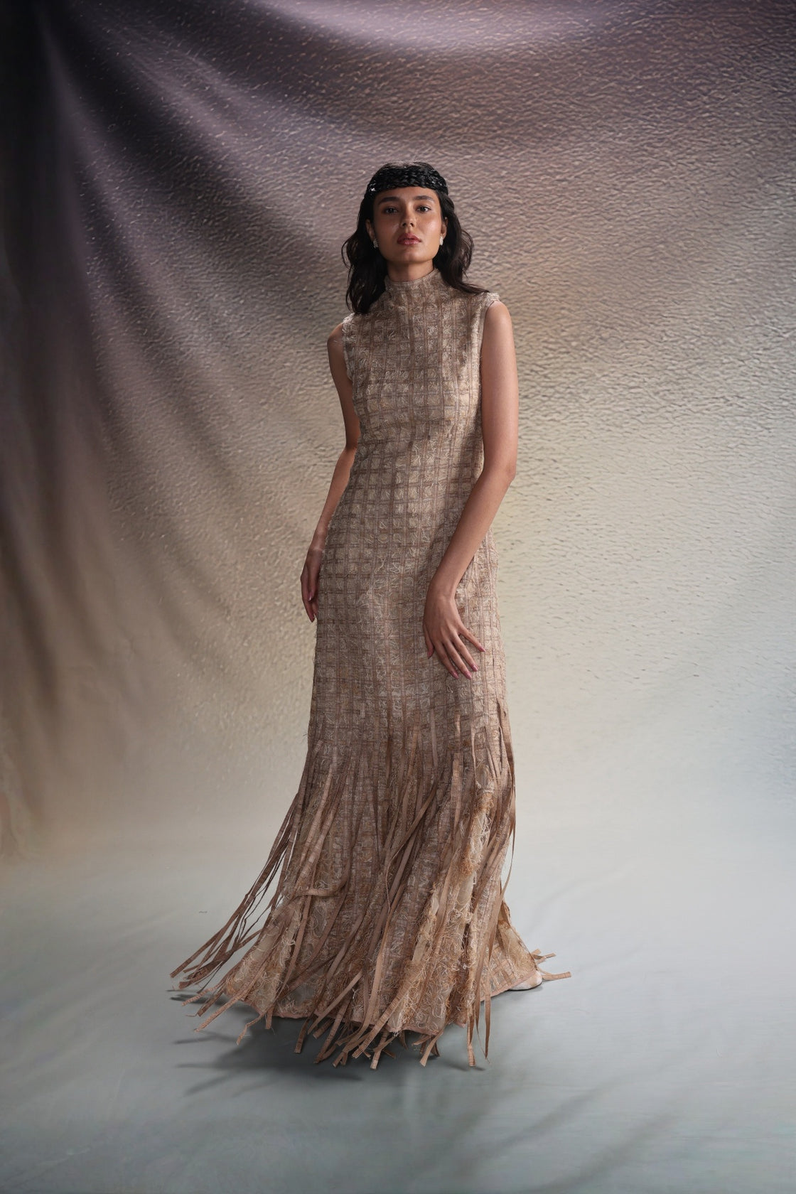 Beige Structured Dress