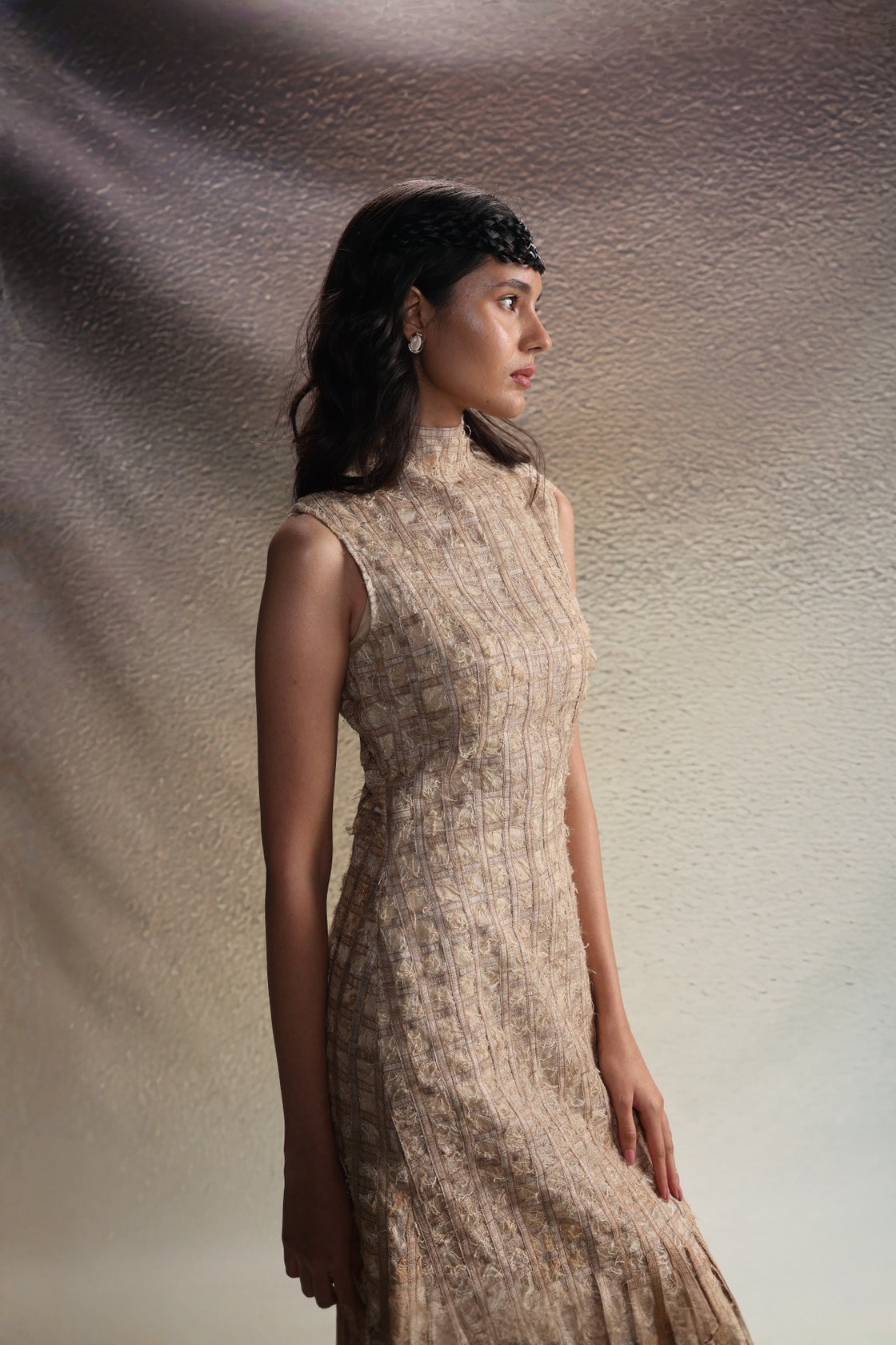 Beige Structured Dress