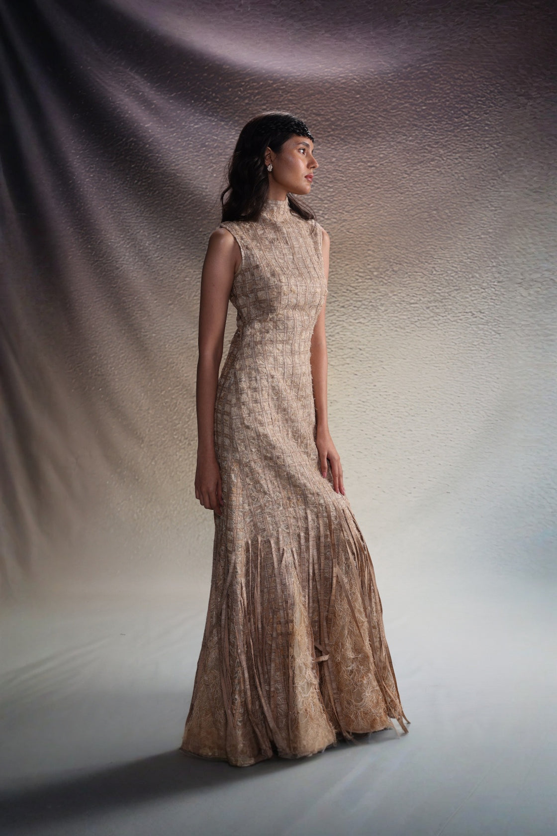 Beige Structured Dress