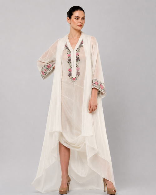 Draped Inner Dress & Long Jacket