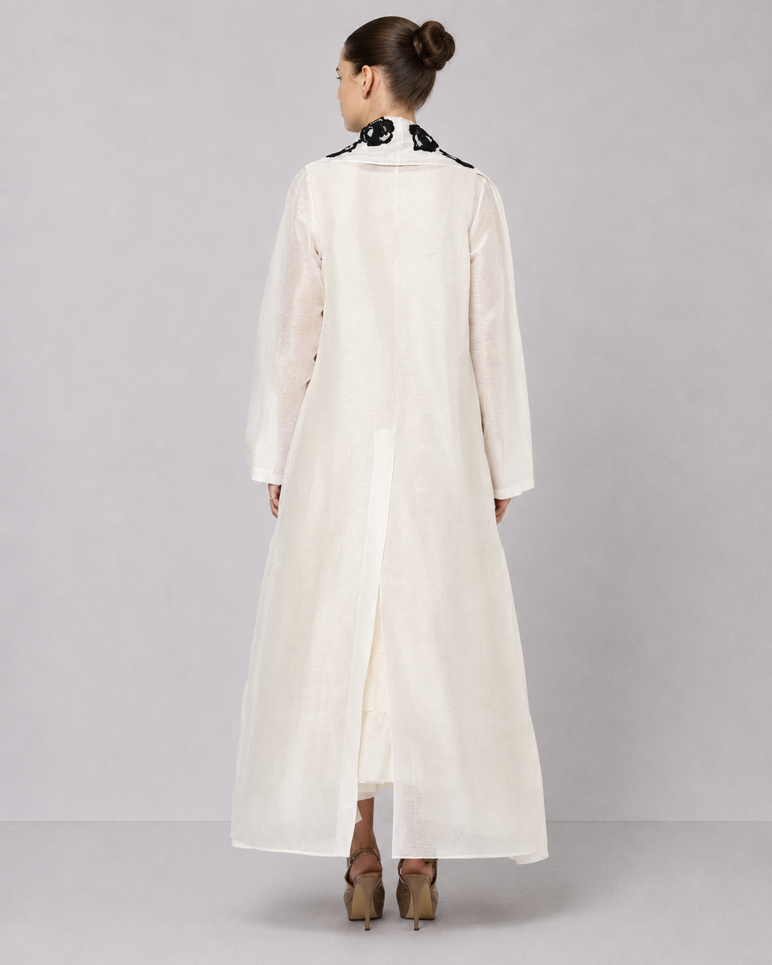 Embroidered Tiered Dress & Long Jacket