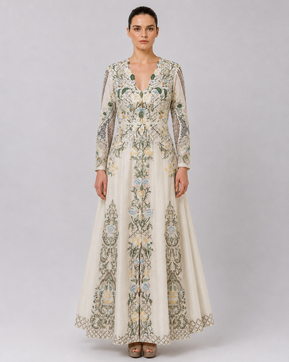 Ivory Embroidered Gown