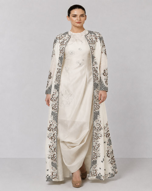 Draped Inner Dress & Long Jacket