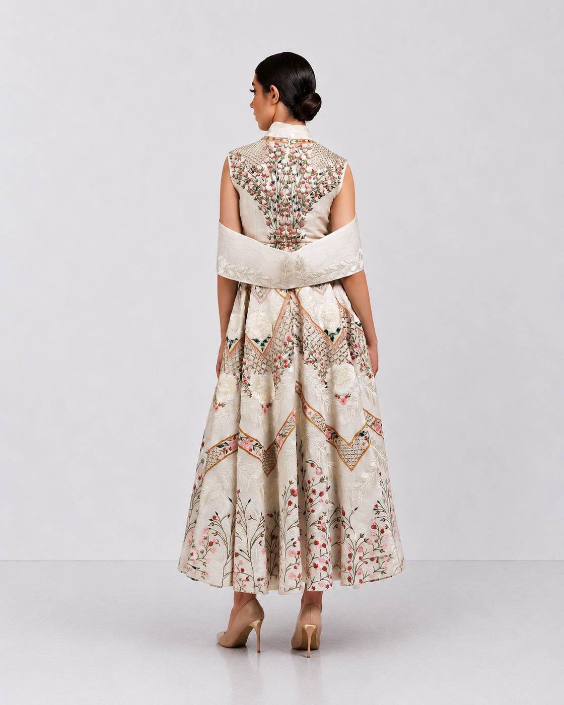 Collar Detailing Fit & Flare Gown