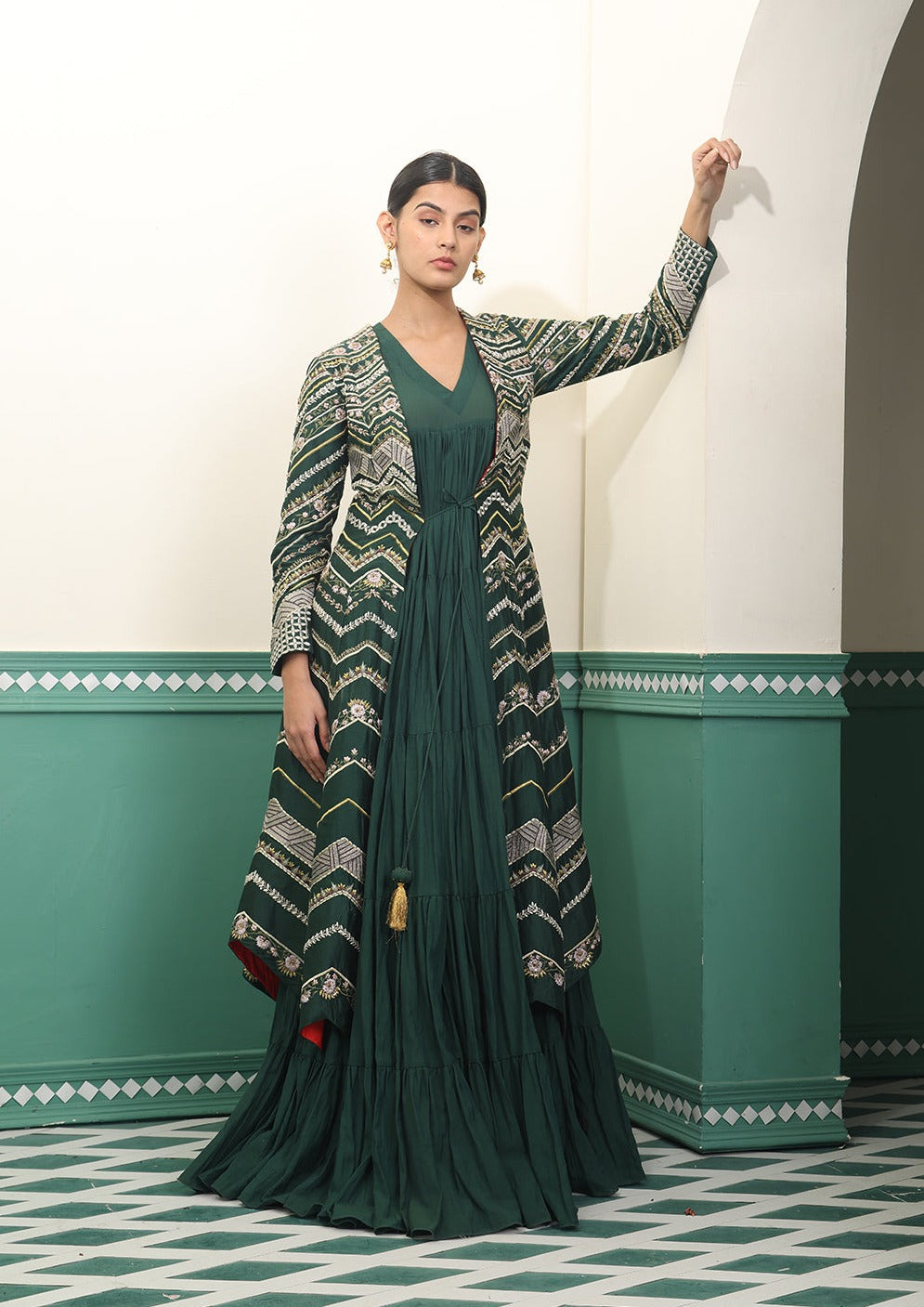 Chanderi silk jacket style dress