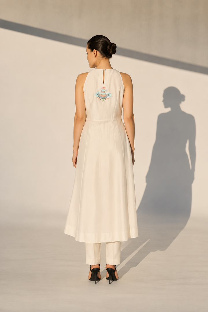Embroidered Front Slit Kurta With Cigarette Pants