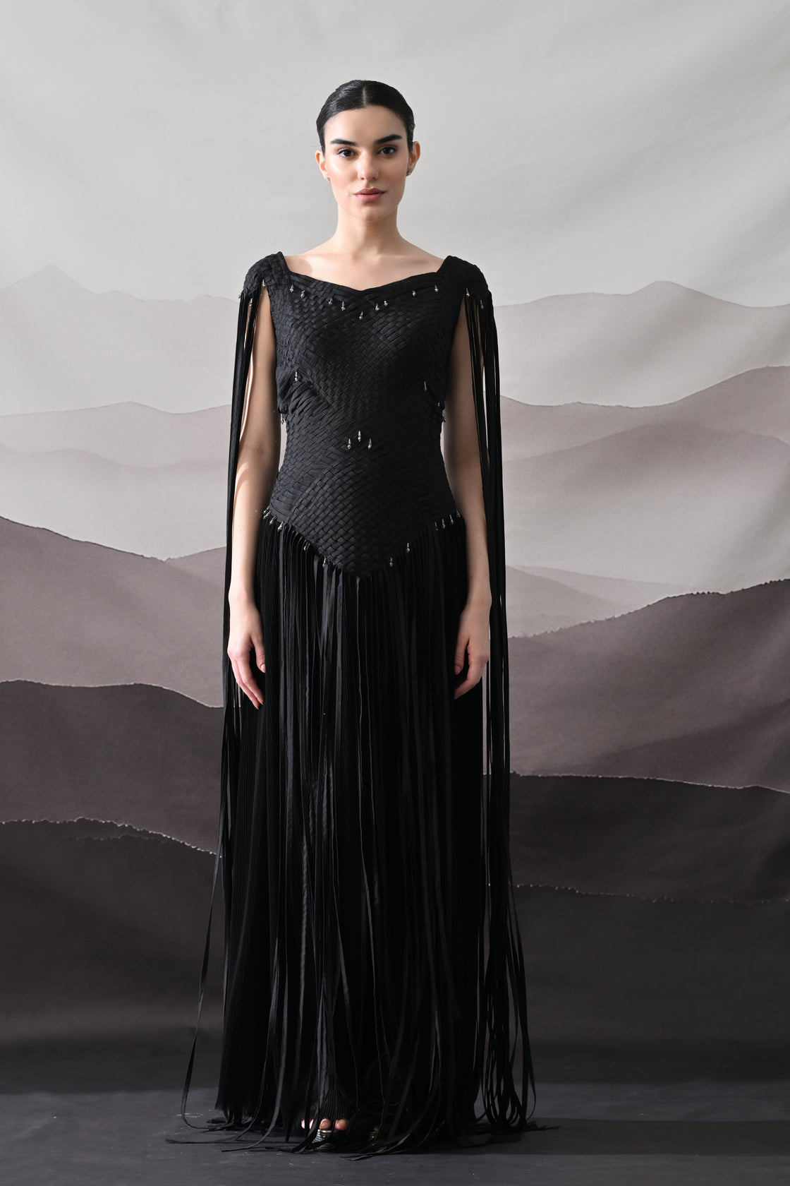 black dress texture Texture Satin Backless Maxi Dress in Black Black S