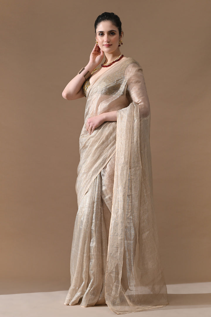 Champagne Gold Tissue Silk Saree