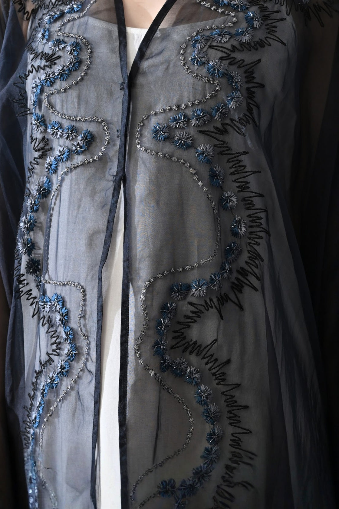 Black Kaftan With Artisanal Surface Detail