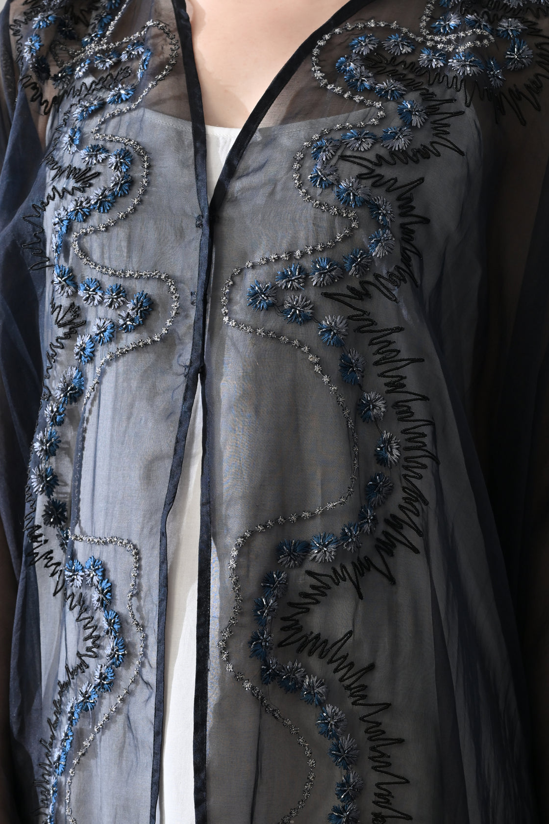 Black Kaftan with Artisanal Surface Detail